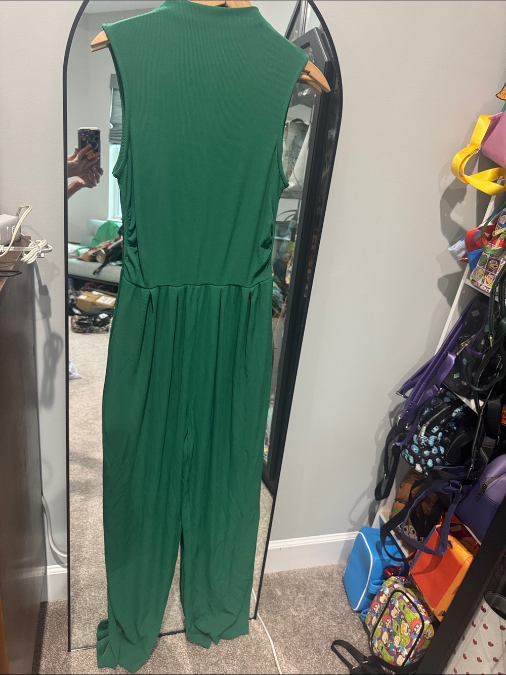 Sleeveless Emerald Green Wide-Leg Jumpsuit